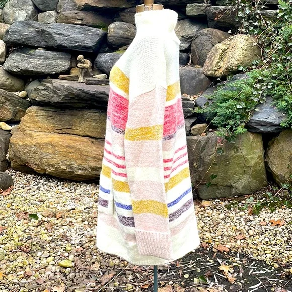 ANTHROPOLOGIE MULTI COLORED TUNIC WOOL / ALPACA  SWEATER - L - NEW ! - Picture 2 of 7